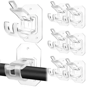 2026 Upgraded 8/16 Pack No Drill Needed Curtain Rod Holders Brackets, Self Adhesive Rod Holder Hooks, Multipurpose Nail Free Stick on Curtain Rod Hooks Decor Bathroom
