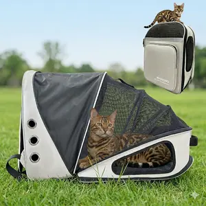 Expandable Cat Carrier with Sanctuary Design, Low-Stress 3X Space Outdoor Pet Backpack Suitable for Small Dogs & Medium Cats Up to 18 Lbs, Durable Oxford Cloth Cattravel Bag Travel Carrier, Gift for Hiking Travel Cat People outdoorfun