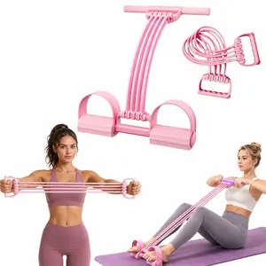 3 in 1 Adjustable Pedal Resistance Band, 8-Tube Multifunction Tension Rope, Natural Latex sit-up Trainer Resistance Band Suitable for Women and Full-Body Shaping Workout