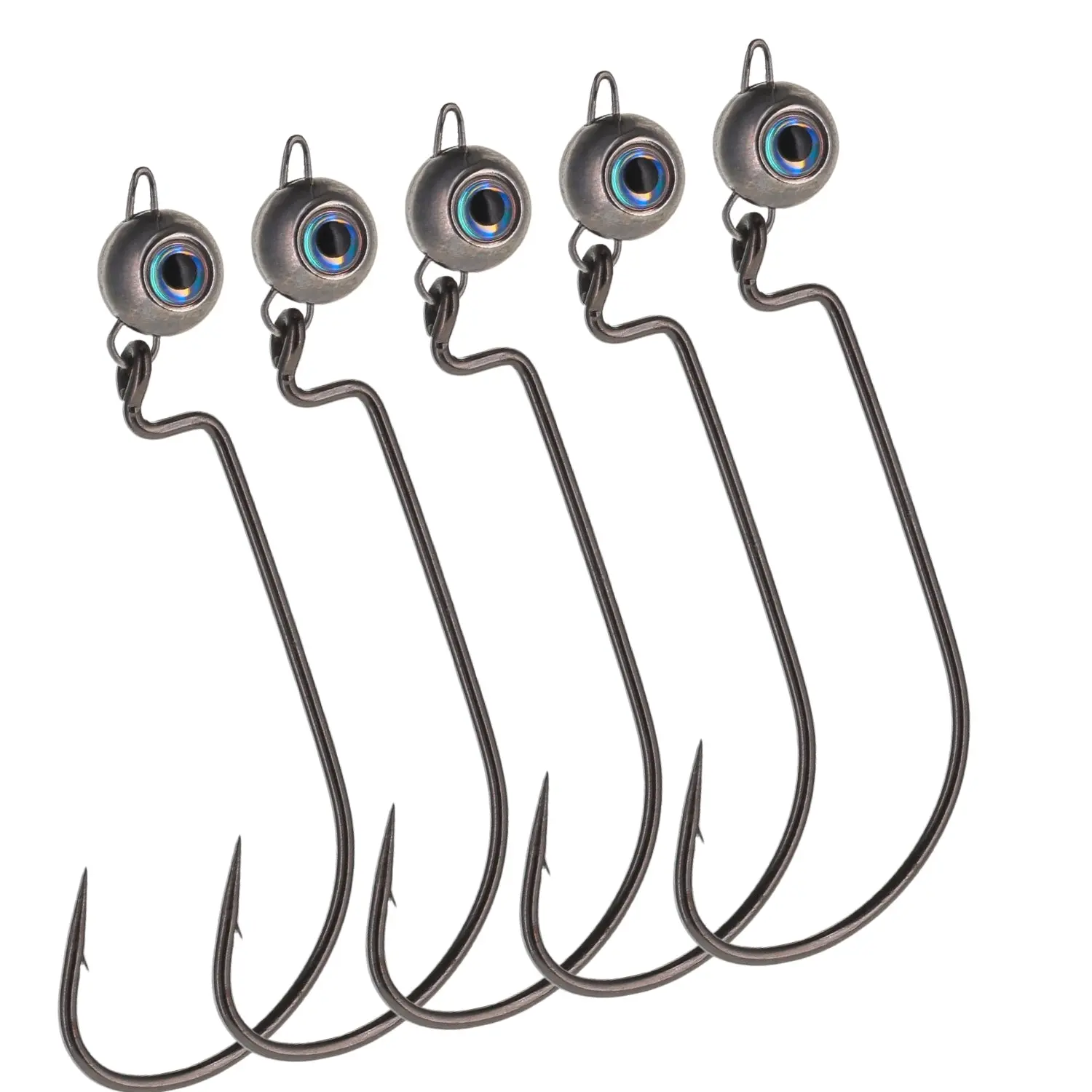 Reaction Tackle Tungsten-Free Swing Jig Heads, 5-Pack Finesse Fishing Lures for Bass, with Realistic 3D Eyes, Snag-Resistant Design