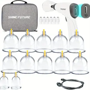12/24 Cans Electric Vacuum Cupping Body Massager Relax Massage Suction Cups Jar Set Acupuncture Apparatus