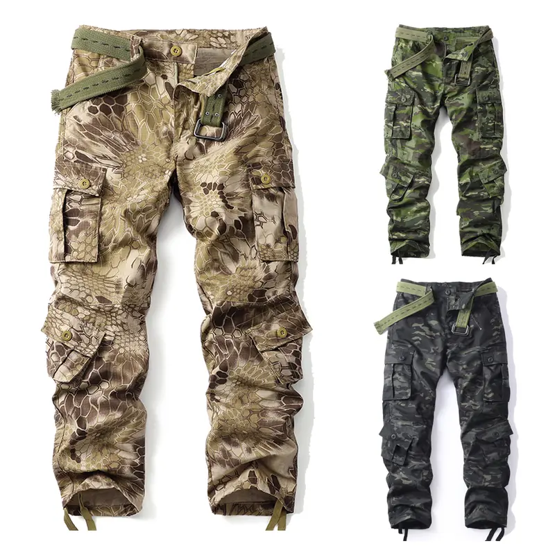 Men's Twill Cargo Combat Trousers - 8-Pocket Durable, Rain-Proof Outdoor Casual Bottoms for Outdoor Work, Leisure Activities
