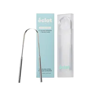 éclat Stainless Steel Tongue Scraper for Adults with Travel Case