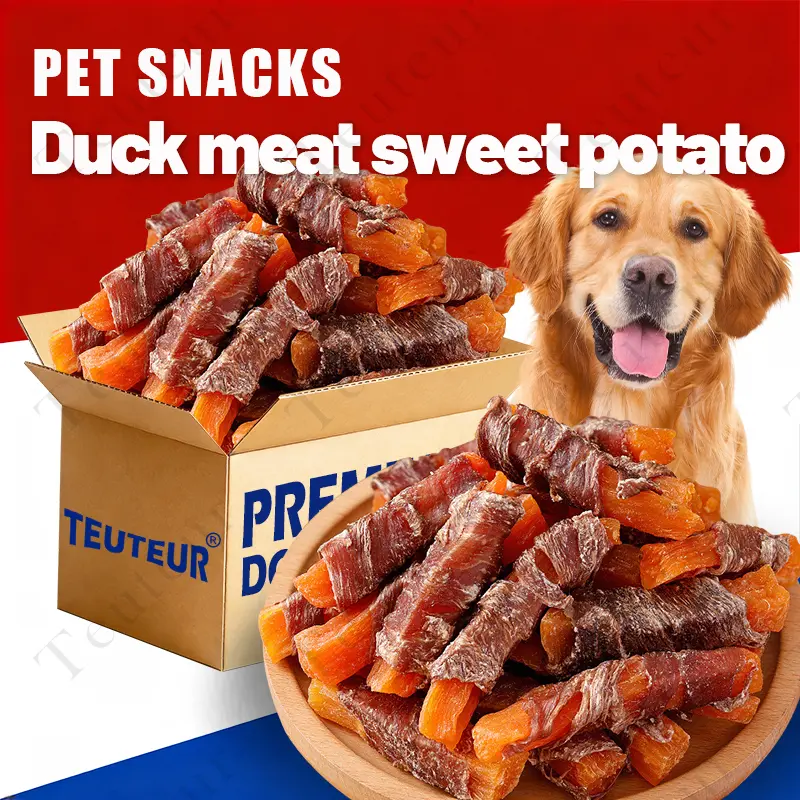 Natural Duck and Sweet Potato Dog Chews, Healthy Training Treats for Dogs, Protein Rich Pet Snacks for Puppy Adult Senior Dogs, Long Lasting Chewy Dog Rewards, Grain Free Style Dog Treats for Teddy Corgi Bichon Small Medium Dogs