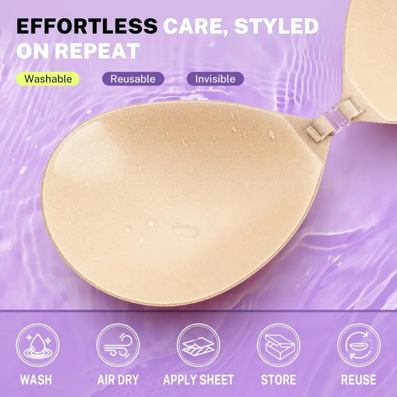 Invisible Strapless Sticky Bra Push up for Women, Ultra Adhesive Bra for Backless  Dress, Cleavage Bra Lift with Pasties Kit (D Cup, Beige) - TikTok Shop