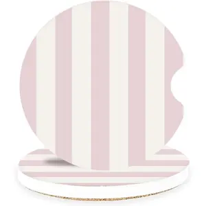 Ceramic Car Coasters – Absorbent Car Cup Holder Coaster Set for Women, Cute Aesthetic Car Accessories for Girls, 2 Pack (Classic Pink)