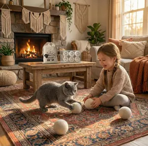 6PCS Handmade Wool Felt Cat Toys - Exercise Balls for Weight Management & Interactive Play, Chemical-Free Dryer Balls