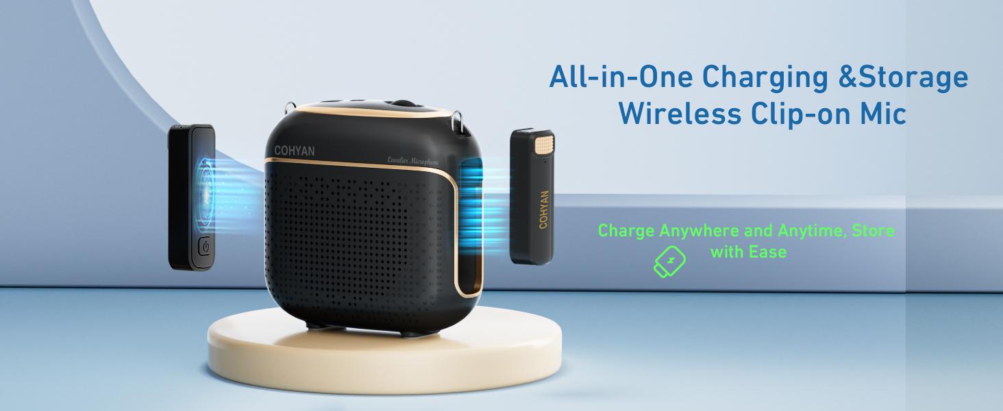 【COHYAN K29】 Portable Voice Amplifier with 2 Wireless Bluetooth Microphone & Speaker for Teachers & Elderly Rechargeable High Definition Sound Quality,Rechargeable Bullhorn Megaphone for Classroom, Meetings, Yoga, Training, Tour Guides-Black Beige