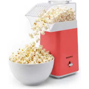 14-cup 1200W oil-free hot air electric popcorn popper, includes measuring cup, red home popcorn maker for movie nights
