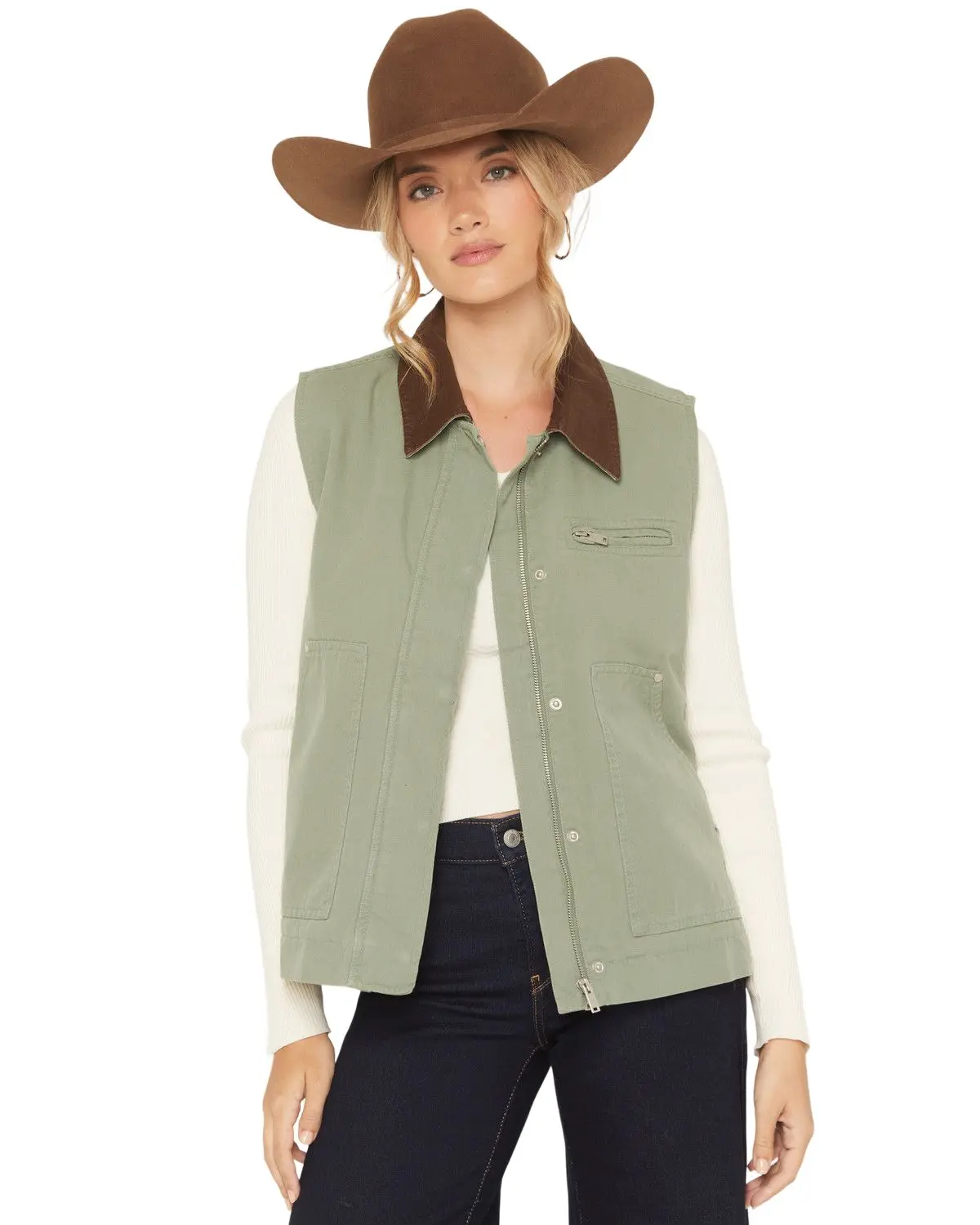 Ashley Women's Women'S Solid Quilted Canvas Barn Jacket - Bb55973-Grn