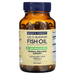 Wiley's Finest Wild Alaskan Fish Oil, Easy Swallow Minis, 180 Softgels