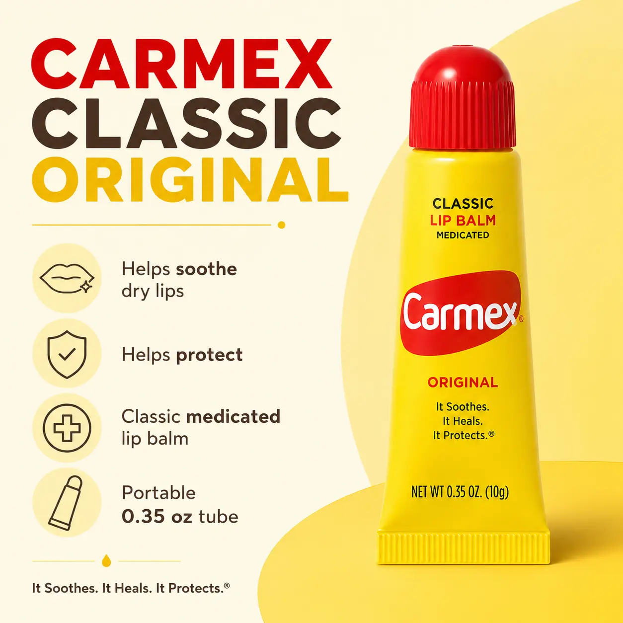 Carmex Classic Lip Balm Tube Original 0.35 oz