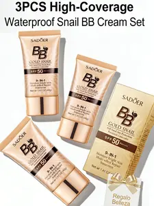3PCS High-coverage waterproof snail BB cream - matte finish, long-lasting moisturizing and oil control, creates a natural makeup look, refreshing and non-greasy, perfect for makeup beginners, a great gift for Mother's Day, Christmas, . hydrating spf