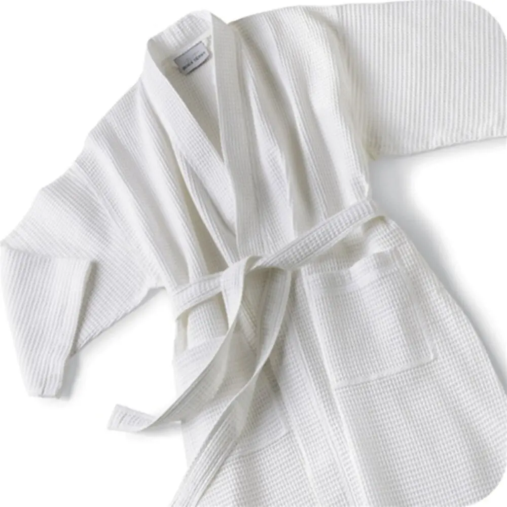 Kimono Waffle Robe - Basic Waffle - 67% Cotton / 33% Poly / White by Boca Terry
