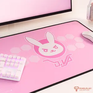 D.va Mouse Pad Overwatch 2 Gaming Desk Mat Pink Gamer Girl Mousepad XL Mouse Mat Gaming PC Accessories Cute Back to School Dorm Room Decor
