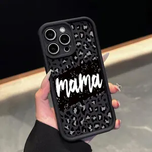 Leopard-pattern Phone Case with Letter Pattern, Anti-drop Cellphone Protective Case, Total Protective Shockproof Mobile Phone Cover for iPhone cases 15 Pro max 16 14 Plus Pro Max 13 12 11 iPhoneX/XS XSMax 12 13 mini Black