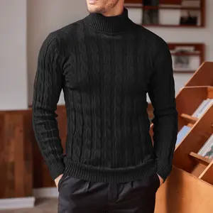 COOFANDY Men's Slim Fit Turtleneck Sweater Casual Twisted Knitted Pullover Sweaters Classic Long Sleeve