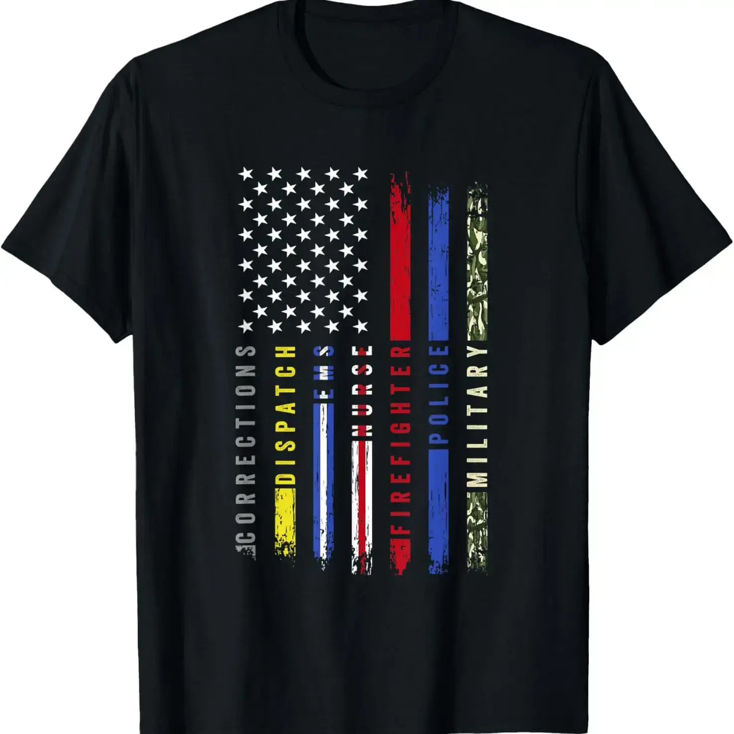 [for pet lovers] First Responder Hero Flag Nurse EMS Police Fire Brigade Military T-Shirt streetwear dtf printing, skin-friendly softness, modern graphic feel, for pet lovers, wellness lifestyle, Father’s Day, Memorial Day