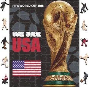 FIFA World Cup 2026 USA Poster Puzzle, Officially Licensed Trophy Wooden Puzzles for Adult, 200 Pieces Football Home Office Memorabilia, Gifts for American Soccer Fans, 9.5 x 11.8 Inch