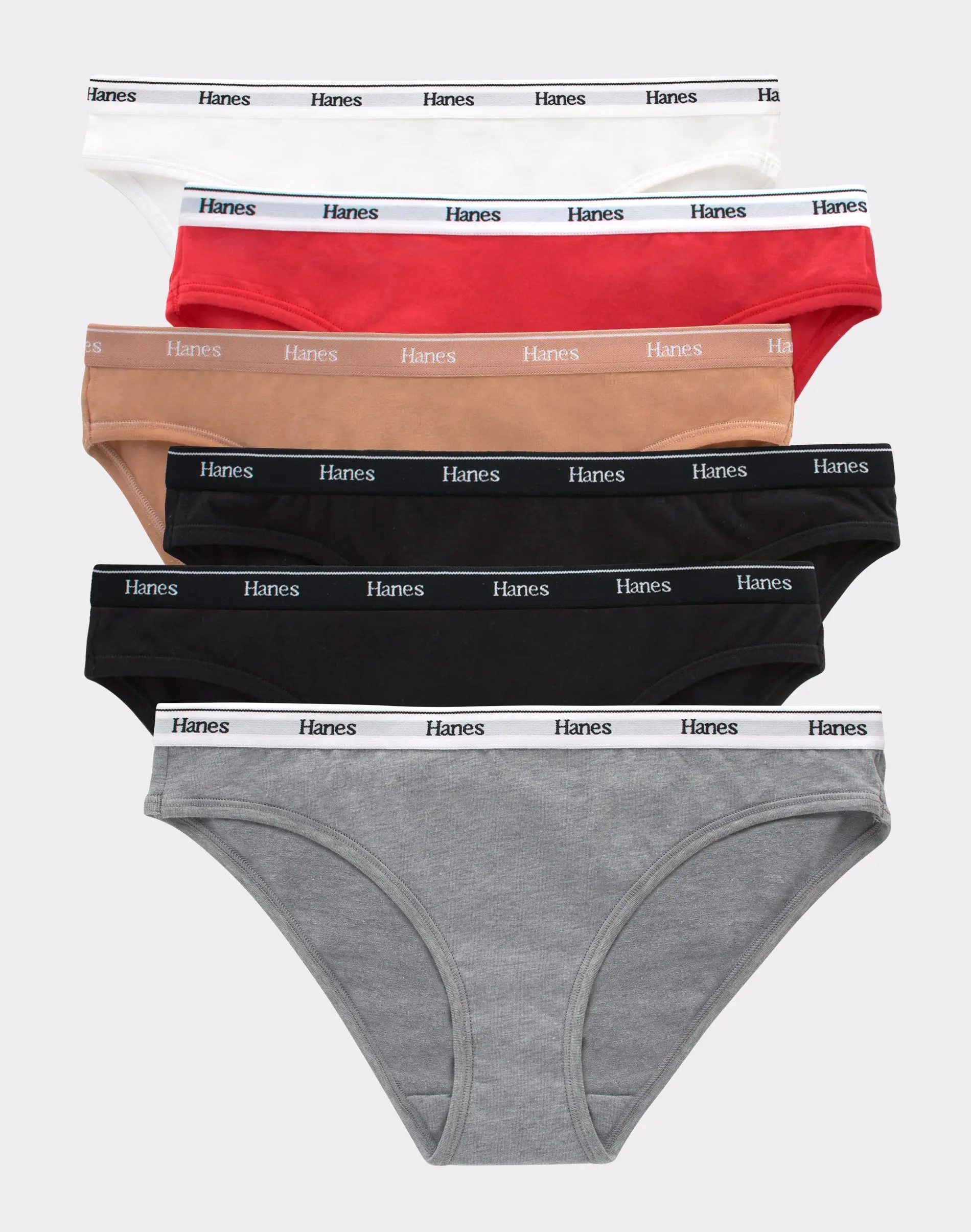 Hanes Originals Women’s Bikini Underwear Breathable Stretch Cotton 6-pack Women's Multi Pack Comfortable Fit Soft Fabric Oc42as