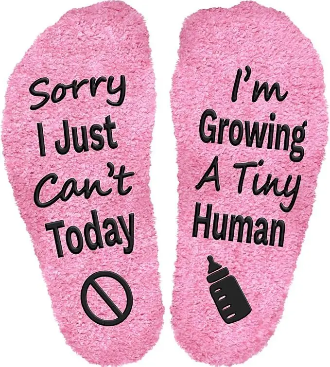 Maternity Graphic Casual Cotton Socks - "Sorry I Can't Today I'm Growing A Tiny Human" Funny Socks for Expecting Moms, Maternity Gifts for First-Time Parents