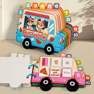 Car Digital Cognitive Busy Book Early Education Cartoon Match Tear-Off Sticker Book Toy Teaching Aid, Educational Kids Learning Toy Learning Tool, Visual Learning Tools