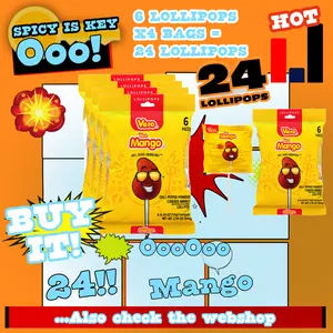 Vero Mango Lollipop 24 Lollipops - Delightful Mango Flavor, Perfect for Any Occasion, Ideal for Snacking and Treats
