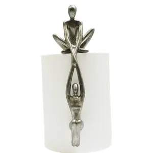 212 MAIN Adam & Friends Artistic Pewter Resin Home Decor Statue - Man Lifting Woman Onto Ledge Figurine, Single-Piece Shelf Decor, Lifestyle Decoration Gift (Model 676685055309)