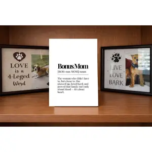 Bonus Mom Definition Decor Plaque, 4x6 Gift-Ready MDF Sign with Box, Handcrafted Home Decor Piece