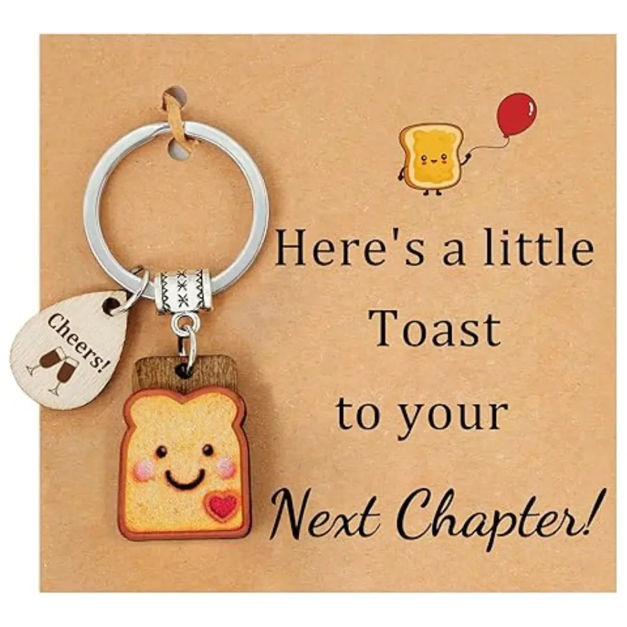 Toast Keychain for Girls New Beginnings Congratulations Gifts | Next Chapter, New Home, Engagement, New Job, PBJ, 18 21 Birth, Loaf You, Thank You, Graduation Gifts, Couple, Friend, Retired
