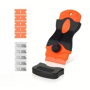 Multifunctional Cleaning Scraper Tool, Ergonomic Design, Glass Scraper with 5 Metal Blades and 5 Plastic Blades, Remove Labels, Glue, Paint