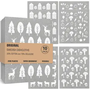 W-Home Original Swedish Dishcloths 10 Pack Eco-Friendly Multi-Purpose Reusable Super Absorbent Quick Drying Washable Kitchen Towels Christmas Gift 30% Cotton & 70% Cellulose Zero Plastic Cleaning Household