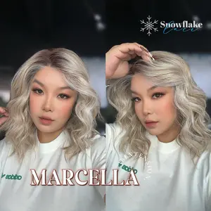 JBEXTENSION 15 Inches Blonde Pre-Cut Side Part Snowflake Lace Frontlace Glueless Wig MARCELA【BENDY EAR TABS】