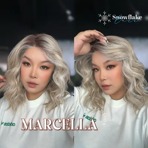 JBEXTENSION 15 Inches Blonde Pre-Cut Side Part Snowflake Lace Frontlace Glueless Wig MARCELA【BENDY EAR TABS】