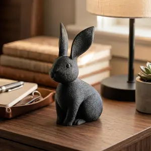 Bunny Figurine, Minimalist Rabbit Model, Modern Animal Decor, 3D Printed Art