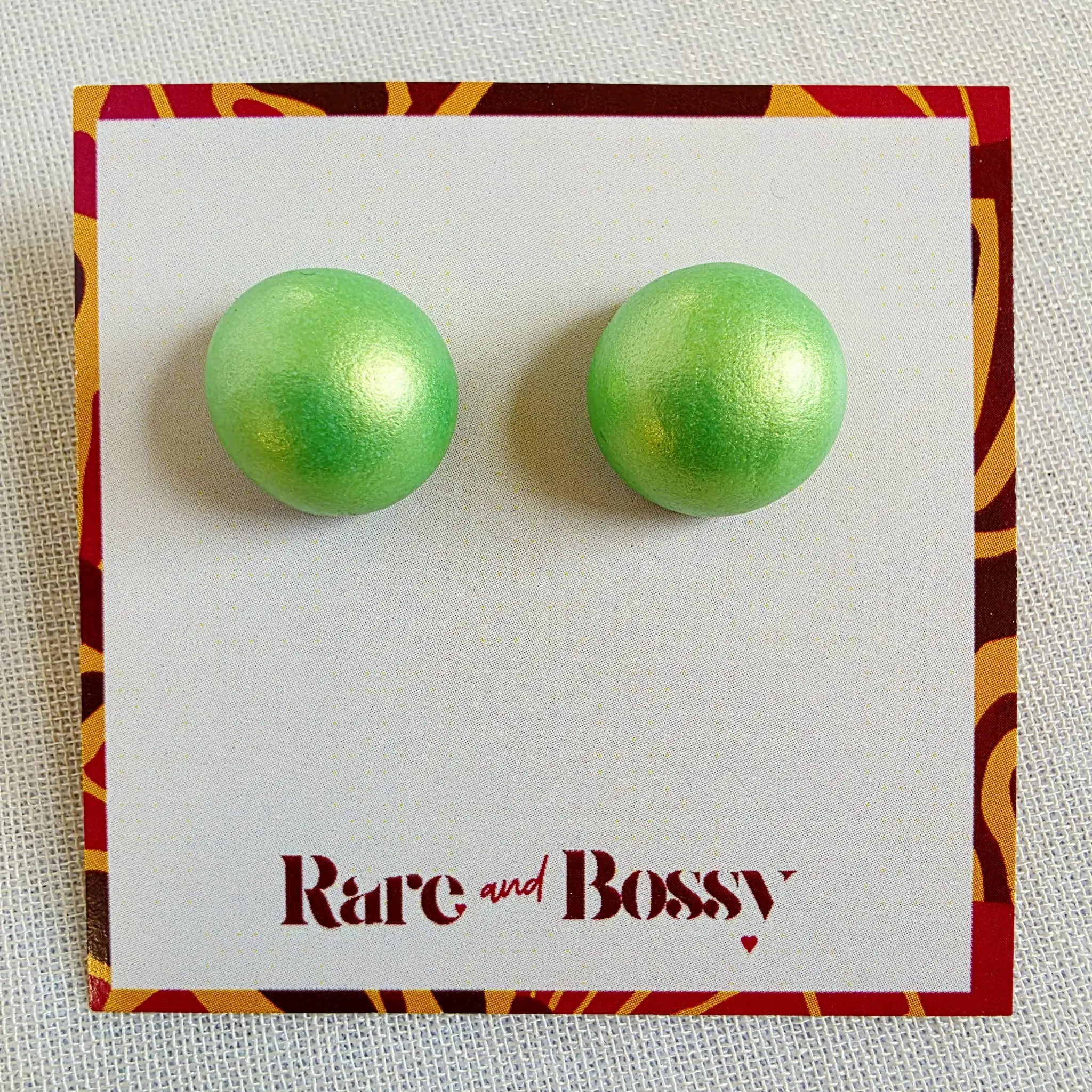 Lime Green Pearl Studs