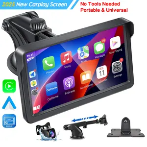 2025 Newest Wireless Apple Carplay Portable Car Stereo and Android Auto Carplay Screen for Car Radio with Bluetooth Hands-Free,7 Inch Touch Screen with Mirror Link/Voice Control/FM/TF Card/USB/AUX