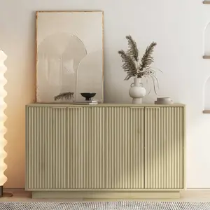 Wood Modern Buffet Cabinet with Storage, Fluted Sideboard Large Buffet with Adjustable Shelves, Credenza, Accent Cabinet Console Table