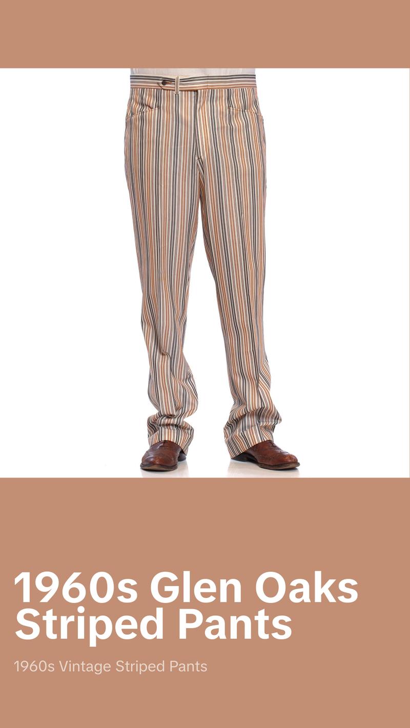1960S GLEN OAKS Striped Polyester Men's Pants