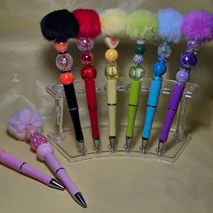 Pompom Pens - Colorful Writing Tools with Pom Pom Tops and Beaded Accents
