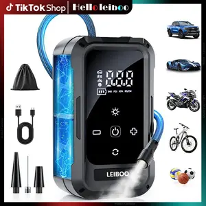 LEIBOO Portable air compressor air pump, 150PSI, 3X fast inflation, 6000mAh long-lasting battery life, suitable for inflating balls, bicycles, motorcycles, and car tires - multi-functional auto accessories! Men gifts! (CE, FCC certified)