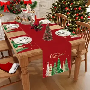 Christmas Table Runner Set, 5-Piece/7-Piece Dining Mat Collection, Winter Decorative Linen, Festive Home Party Decoration