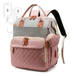 3-in-1 Waterproof Diaper Backpack with Changing Station, Foldable Pad & USB Charging Port, Durable 900D Oxford Cloth Large Travel Bag for Baby (Mother's Day Gift Option)