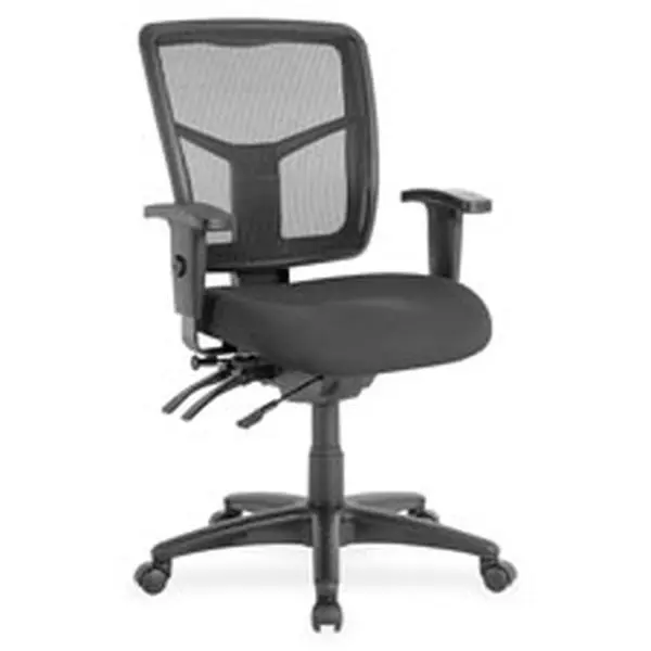 Lorell LLR86802 Managerial Mid-Back Swivel Chair with Adjustable Seat Slider, Asynchronous 3-Lever Control, Ratchet Back - 25 in. x 25 in. x 40.5 in. - Black