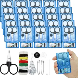 25 Boxes Mini Travel Sewing Kit Quick Fix Sewing Kits Bulk Pre Threaded Needle Emergency Repair Tool for Christmas Gifts Beginner Traveler Home Hotel (Blue)