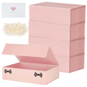 Gift Box,10.7'x7'x2.8' Rigid Collapsible Gift Boxes with Lids for Presents, Bridesmaid Proposal Box, Graduation, Wedding, Birthday Gift Packaging Pink
