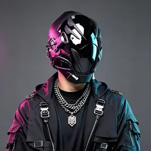 COSTRIBE Futuristic Ronin Fancy Mask - Halloween Cosplay Accessory, Stylish Cyberpunk Party Shoot Face Covering, Accessories