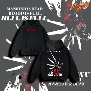 Ultrakill V1 Robot Graphic Washed T-Shirt, Mankind Is Dead Blood Is Fuel Vintage Hoodie, Heavyweight Premium Cotton Loose Fit Tee, Retro 90s Oversized Cotton Gamer Summer Outfits