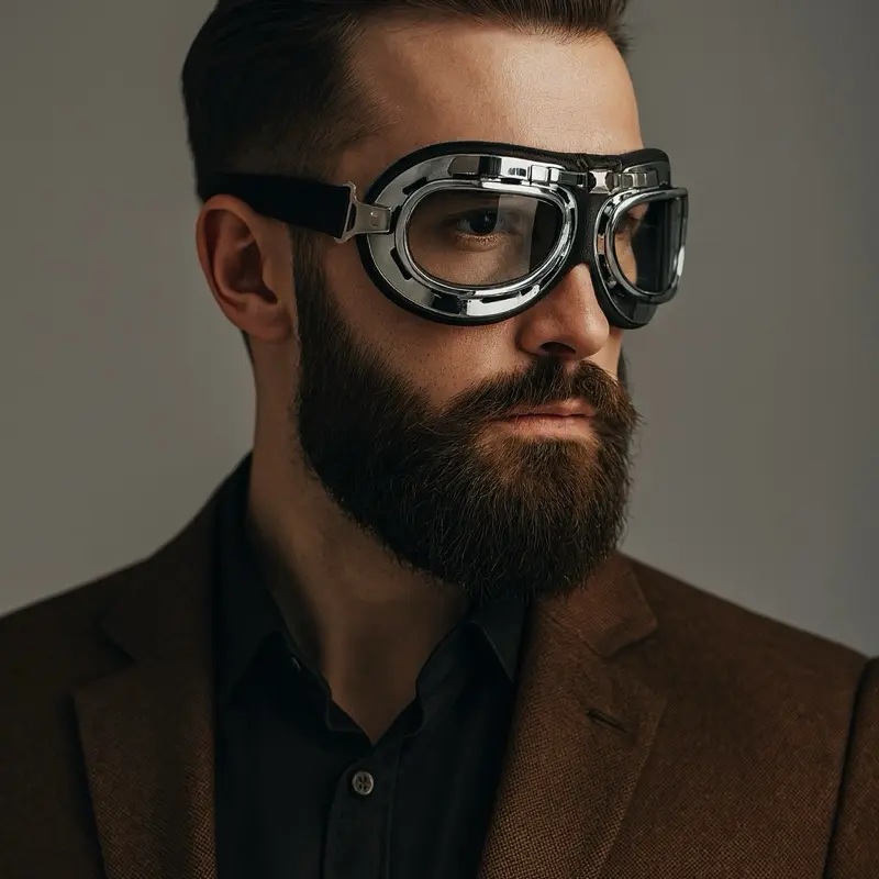 Steampunk Aviator Motorcycle Goggles Retro Pilot Costume Cosplay Clear Lens