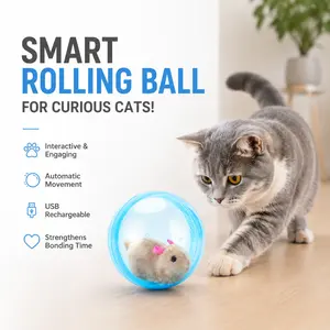 Smart Interactive Cat Toy Ball - Automatic Rolling Mouse, USB Rechargeable, Animal Shapes, Play-Stimulating Cat Accessory